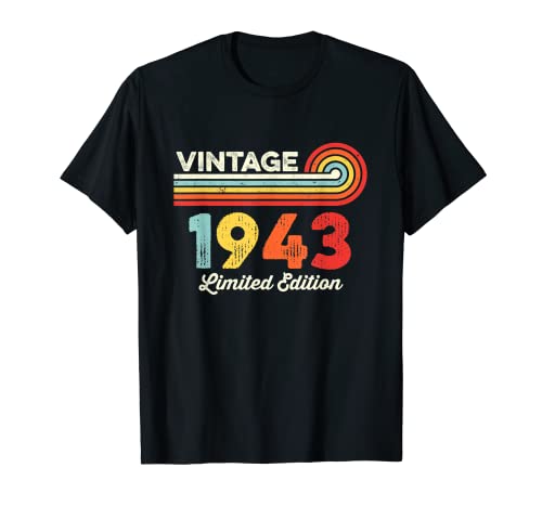Comprar Vintage 1943 Cumpleaños Edición Limitada Hombres Mujeres Nacidos en 1943 Promoción Camiseta Ofertas 2024 | regaloscumple.com