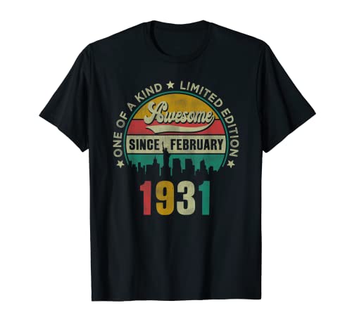 Comprar 90 Años Vintage Febrero 1931 90 Cumpleaños Regalo cumpleaños Camiseta Top Precio 2024 | regaloscumple.com
