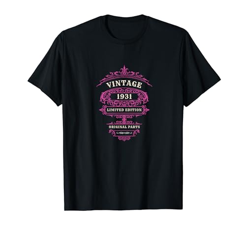 Consigue ahora CUMPLEAÑOS VINTAGE EDICIÓN LIMITADA 1931 ROSA PIEZAS Ideas para regalar ORIGINALES Camiseta Rebajas 2024 | regaloscumple.com