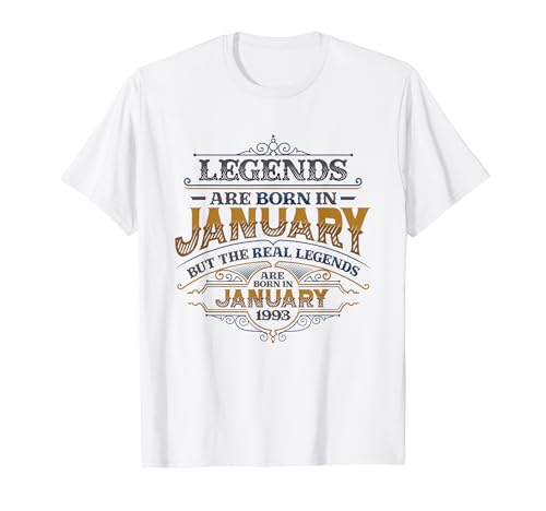Consigue ahora Las leyendas Cumpleaños nacen en enero 1993 Cumpleaños para hombres Camiseta Ofertas 2024 | regaloscumple.com