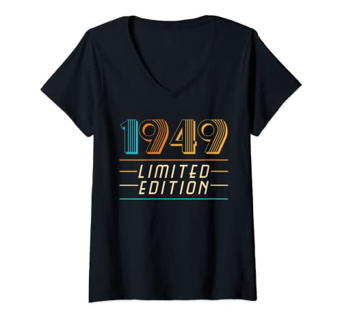 Consigue ahora Ideas para regalar Mujer 73ª edición limitada regalo cumpleaños 1949 Camiseta Cuello V Ofertas 2025 | regaloscumple.com