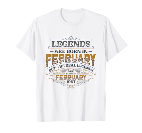 Consigue ahora Las leyendas nacen en febrero 1987 Cumpleaños Regalos para hombres Camiseta Top Precio 2024 | regaloscumple.com