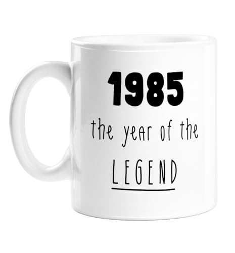 Comprar Taza Regalos cumpleaños 1985 The Year of The Legend | Regalo cumpleaños gratuito para hermano hermana mamá papá nacido en los años 80 taza del año nacimiento Rebajas 2025 | regaloscumple.com