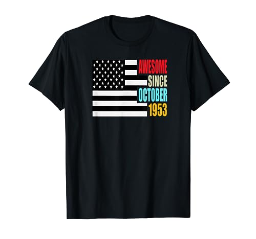 Comprar Impresionante desde octubre 1953 regalo Regalos cumpleaños bandera Estados Unidos retro Camiseta Top Precio 2025 | regaloscumple.com