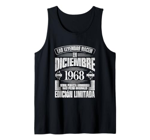 Comprar Las Leyendas nacen en Diciembre 1968 Regalos - 56 Años Cumpleaños Camiseta sin Mangas Top Precio 2024 | regaloscumple.com