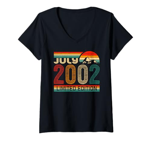 Comprar Mujer July 2002 Limited Edition Classic 2002 Year Promoción Vintage Birthday Camiseta Cuello V Top Precio 2025 | regaloscumple.com