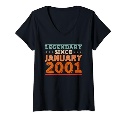Consigue ahora Legendary desde enero 2001 impresionante fiesta retro Promoción cumpleaños Camiseta Cuello V Rebajas 2024 | regaloscumple.com