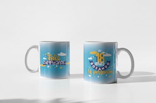 Consigue ahora SAQUITOMAGICO Taza Feliz Cumpleaños.- Años Rozando la Navidad Perfeccion (18 años) Rebajas 2025 | regaloscumple.com