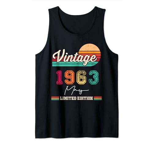 Consigue ahora Nacido En Mayo 1963 Vintage Feliz Cumpleaños 61 Años Camiseta Catálogo sin Mangas Rebajas 2024 | regaloscumple.com