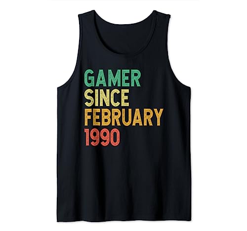 Comprar Gamer Desde Febrero 1990 Cumpleaños Retro Vintage Camiseta Promoción sin Mangas Rebajas 2024 | regaloscumple.com