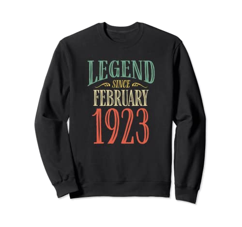 Consigue ahora Leyenda desde febrero 1923 Diseño cumpleaños Sudadera Top Catálogo Precio 2024 | regaloscumple.com