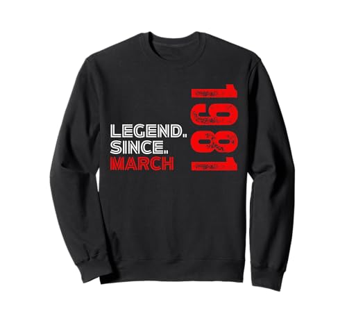 Comprar Nacido en marzo 1981 Leyenda cumpleaños vintage desde marzo 1981 Navidad Sudadera Rebajas 2025 | regaloscumple.com