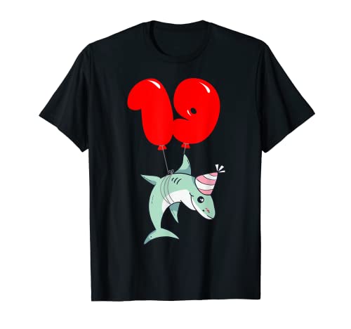 Consigue ahora Lindo tiburón - 19 Cumpleaños - Fiesta De Globos Camiseta Cumpleaños Rebajas 2025 | regaloscumple.com