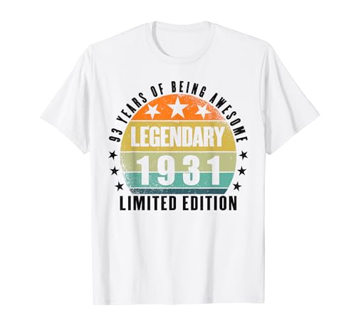 Comprar Edición limitada 93 cumpleaños Nacido Cumpleaños en 1931 Camiseta Ofertas 2024 | regaloscumple.com