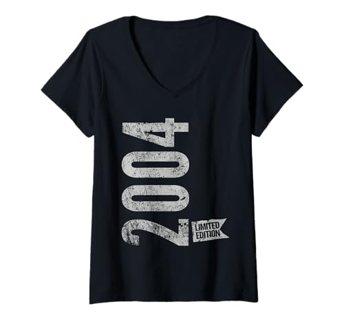 Comprar Mujer Vintage 2004 Edición Ideas para regalar Limitada Born In 2004 21st B-Day Retro Camiseta Cuello V Top Precio 2025 | regaloscumple.com