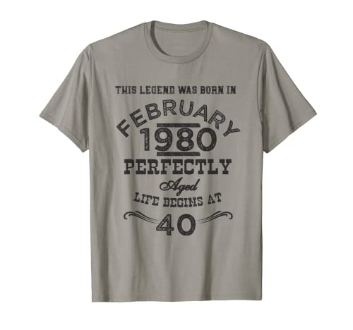Comprar Promoción Leyenda Nacida Febrero 1980 40 Regalo cumpleaños Cuarenta años Camiseta Ofertas 2024 | regaloscumple.com