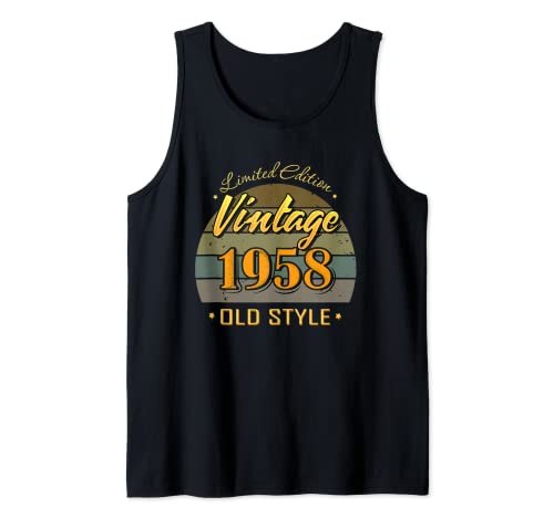 Consigue ahora 64 años 64 decoraciones cumpleaños 1958 vintage Cumpleaños Camiseta sin Mangas Top Precio 2024 | regaloscumple.com