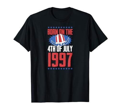 Consigue ahora Nacido el 4 julio 1997 Año nacimiento USA Fiesta Cumpleaños cumpleaños Camiseta Rebajas 2025 | regaloscumple.com