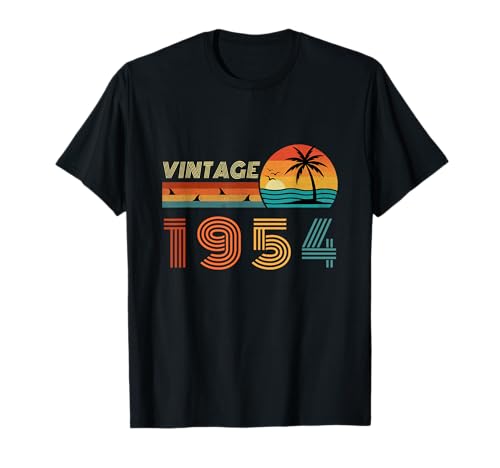 Consigue ahora Regalo cumpleaños Promoción 70 años para hombres y mujeres Palm Retro Vintage 1954 Camiseta Ofertas 2024 | regaloscumple.com