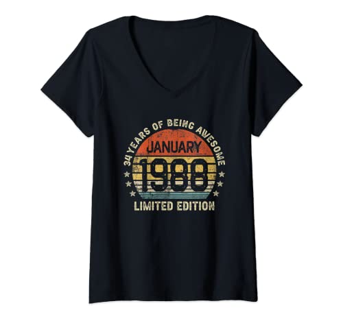 Comprar Mujer 34 Años Cumpleaños Regalo Enero 1988 Divertido Mujer Navidad Hombre Camiseta Cuello V Ofertas 2024 | regaloscumple.com