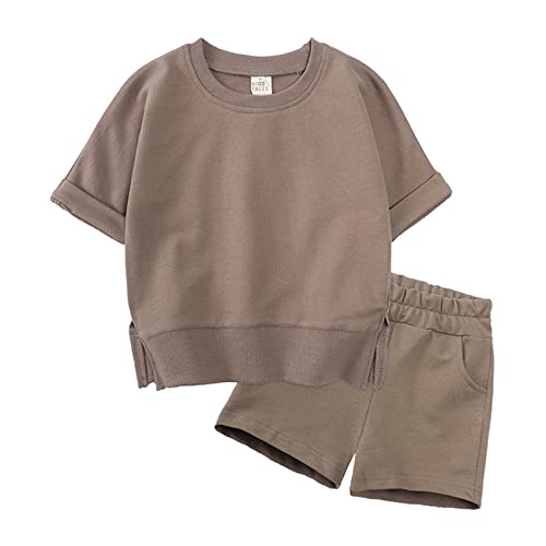 Consigue ahora Niño Niño Bebé Niño Niña Sólido Algodón Jersey Manga Corta Camiseta Cuello Redondo Tops Pantalones Cortos Conjunto Primavera Verano Ropa Conjunto Ropa Promoción Niña 86 marrón 6-7 Años Rebajas 2025 | regaloscumple.com