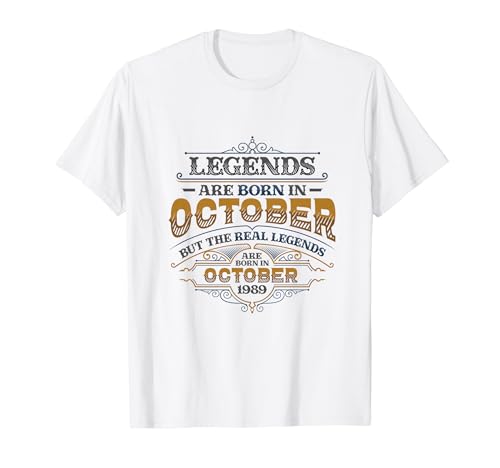 Consigue ahora Las leyendas Catálogo nacen en octubre 1989 Cumpleaños mujer Camiseta Rebajas 2024 | regaloscumple.com