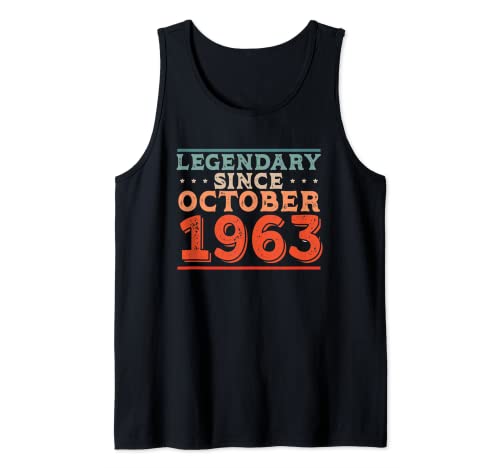 Comprar Legendario desde octubre Navidad 1963 Nacido en la fiesta cumpleaños los 60 Camiseta sin Mangas Ofertas 2024 | regaloscumple.com