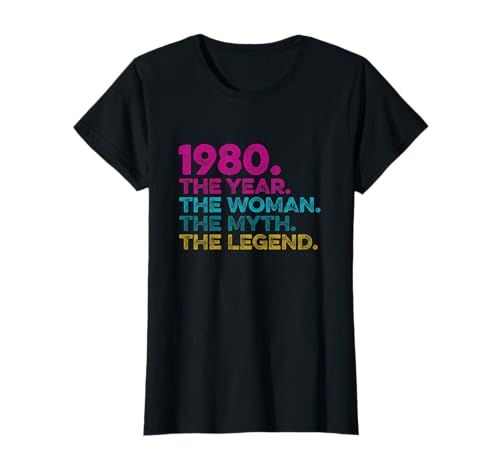 Comprar Cumpleaños Regalo Vintage 1980. Year Woman Myth Legend Camiseta Promoción Top Precio 2025 | regaloscumple.com