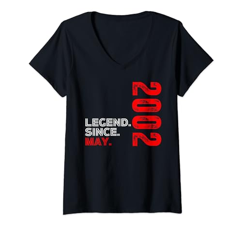Comprar Mujer Nacido en mayo 2002 Leyenda cumpleaños vintage desde mayo 2002 Promoción Camiseta Cuello V Rebajas 2024 | regaloscumple.com