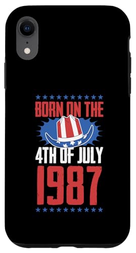 Consigue ahora Carcasa para iPhone XR Nacido el 4 Promoción julio 1987 Año nacimiento USA Fiesta cumpleaños Top Precio 2024 | regaloscumple.com