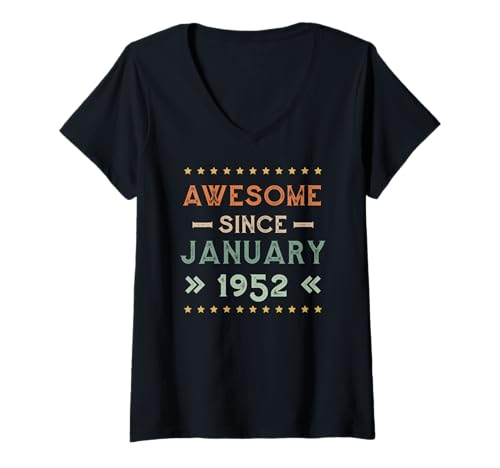 Consigue Ideas para regalar ahora Mujer Awesome Since January 1952 Birthday Design Camiseta Cuello V Top Precio 2024 | regaloscumple.com