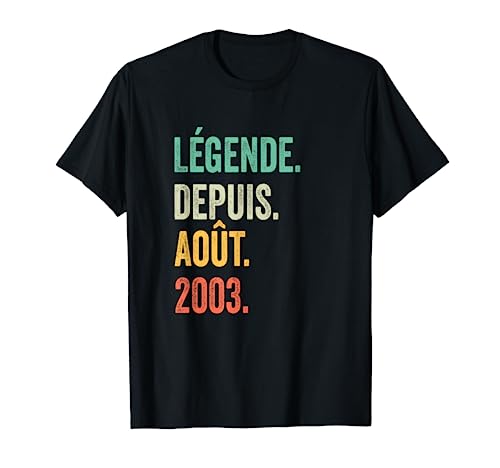 Consigue ahora Cumpleaños 20 Años Regalo Cumpleaños Retro Vintage Agosto 2003 Camiseta Top Precio 2024 | regaloscumple.com