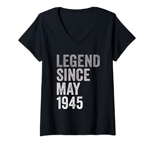 Consigue Promoción ahora Mujer Leyenda Desde Mayo 1945 Año Cumpleaños Camiseta Cuello V Rebajas 2025 | regaloscumple.com