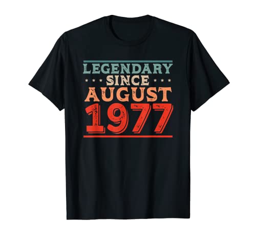 Consigue ahora Legendario desde agosto 1977 Nacido Regalos en la fiesta cumpleaños los años 70 Camiseta Rebajas 2024 | regaloscumple.com
