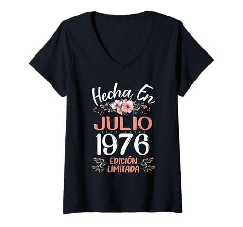 Comprar Hecha En Julio 1976 Mujer Regalo 48 Años Cumpleaños Camiseta Catálogo Cuello V Rebajas 2025 | regaloscumple.com