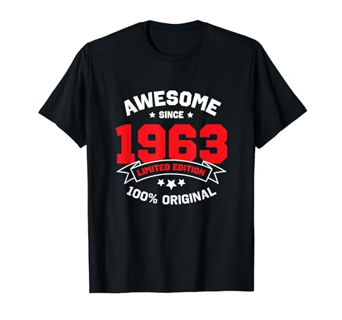 Consigue ahora Awesome Since 1963 Catálogo Limited Edition - Cumpleaños Año nacimiento Camiseta Top Precio 2024 | regaloscumple.com