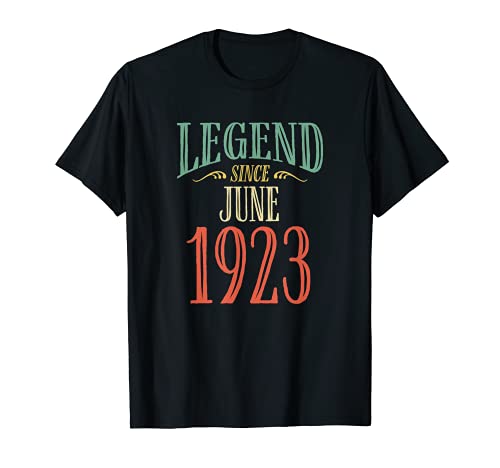 Consigue ahora Diseño cumpleaños la leyenda desde junio 1923 Camiseta BlackFriday Rebajas 2025 | regaloscumple.com