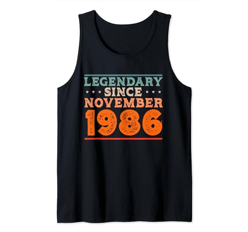Consigue ahora Legendario desde noviembre 1986 retro vintage fiesta Promoción cumpleaños Camiseta sin Mangas Rebajas 2025 | regaloscumple.com