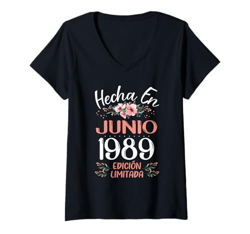 Comprar Hecha En Junio 1989 Mujer Regalo 35 Años Cumpleaños Camiseta Regalos Cuello V Top Precio 2024 | regaloscumple.com