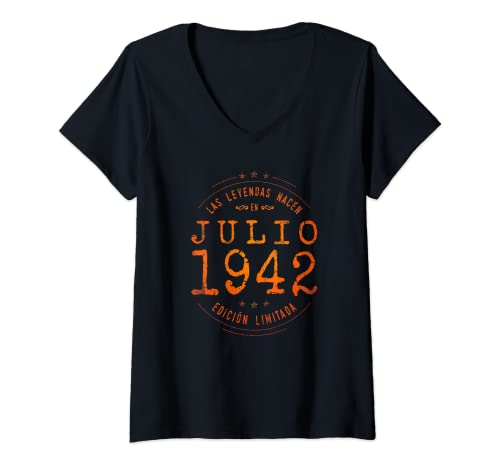 Consigue ahora Mujer 80 años Cumpleaños Las Leyendas nacen en Julio Promoción 1942 Camiseta Cuello V Top Precio 2024 | regaloscumple.com