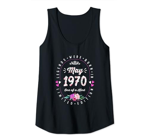 Comprar Cumpleaños Floral - Las Leyendas nacen en Mayo Regalos 1970 Camiseta sin Mangas Top Precio 2023 | regaloscumple.com