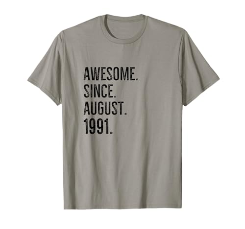 Comprar Impresionante desde agosto 1991 Regalos Edad Cumpleaños Idea Camiseta Rebajas 2024 | regaloscumple.com