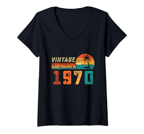 Consigue ahora Mujer Regalo Regalos cumpleaños 54 años para hombres y mujeres Palm Retro Vintage 1970 Camiseta Cuello V Ofertas 2024 | regaloscumple.com