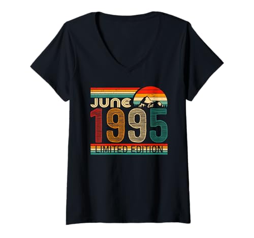Comprar Mujer June 1995 Limited Edition Classic 1995 Year Vintage Birthday Camiseta Cuello V Navidad Top Precio 2025 | regaloscumple.com