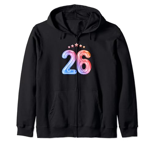 Consigue ahora 26 Años Cumpleaños Número Veintiséis Globo De Cumpleaños Ideas para regalar 26 Sudadera con Capucha Rebajas 2025 | regaloscumple.com