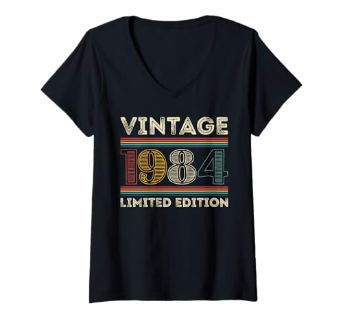 Consigue ahora Mujer Fiesta Catálogo cumpleaños retro vintage limitada 1984 Camiseta Cuello V Rebajas 2025 | regaloscumple.com