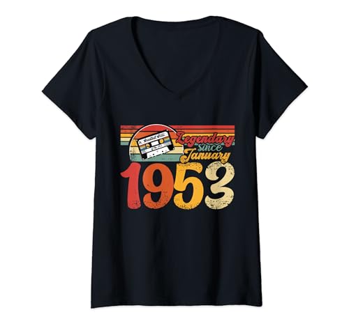 Comprar Mujer Cumpleaños Fiesta cumpleaños Fiesta Cassette Vintage Enero 1953 Camiseta Cuello V Rebajas 2024 | regaloscumple.com