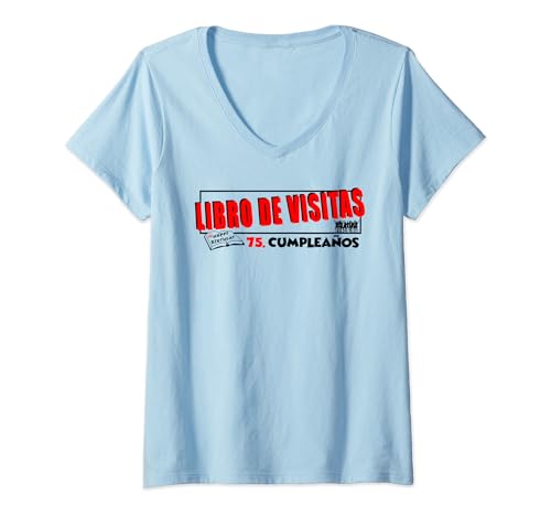 Consigue ahora Libro visitas 75. Cumpleaños Camiseta Cuello V Ideas para regalar Ofertas 2024 | regaloscumple.com