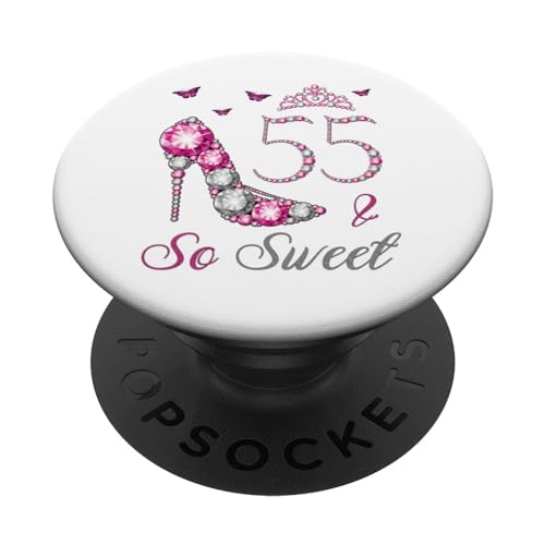 Consigue ahora Reina la fiesta 55 cumpleaños 55 años Promoción y tan dulce PopSockets PopGrip Adhesivo Ofertas 2025 | regaloscumple.com