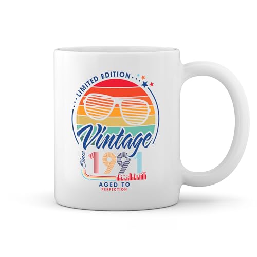 Comprar Catálogo GR8Shop Limited Edition Top Vintage 1991 Birthday Blanco taza Mug Top Precio 2024 | regaloscumple.com